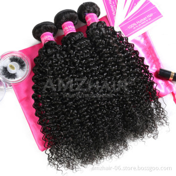 Double Weft Remy Curly Human Hair Extension Cheap 10A Brazilian Cuticle Aligned Virgin Human Hair 3 4 Bundles With Kinky Curls